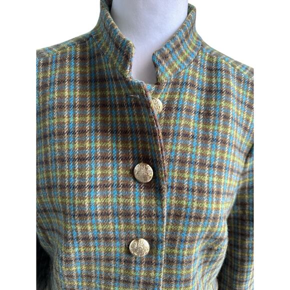 Talbots Shetland Officer Jacket Blazer Women’s 16 Petite Apple Plaid Wool Blend - Picture 5 of 11